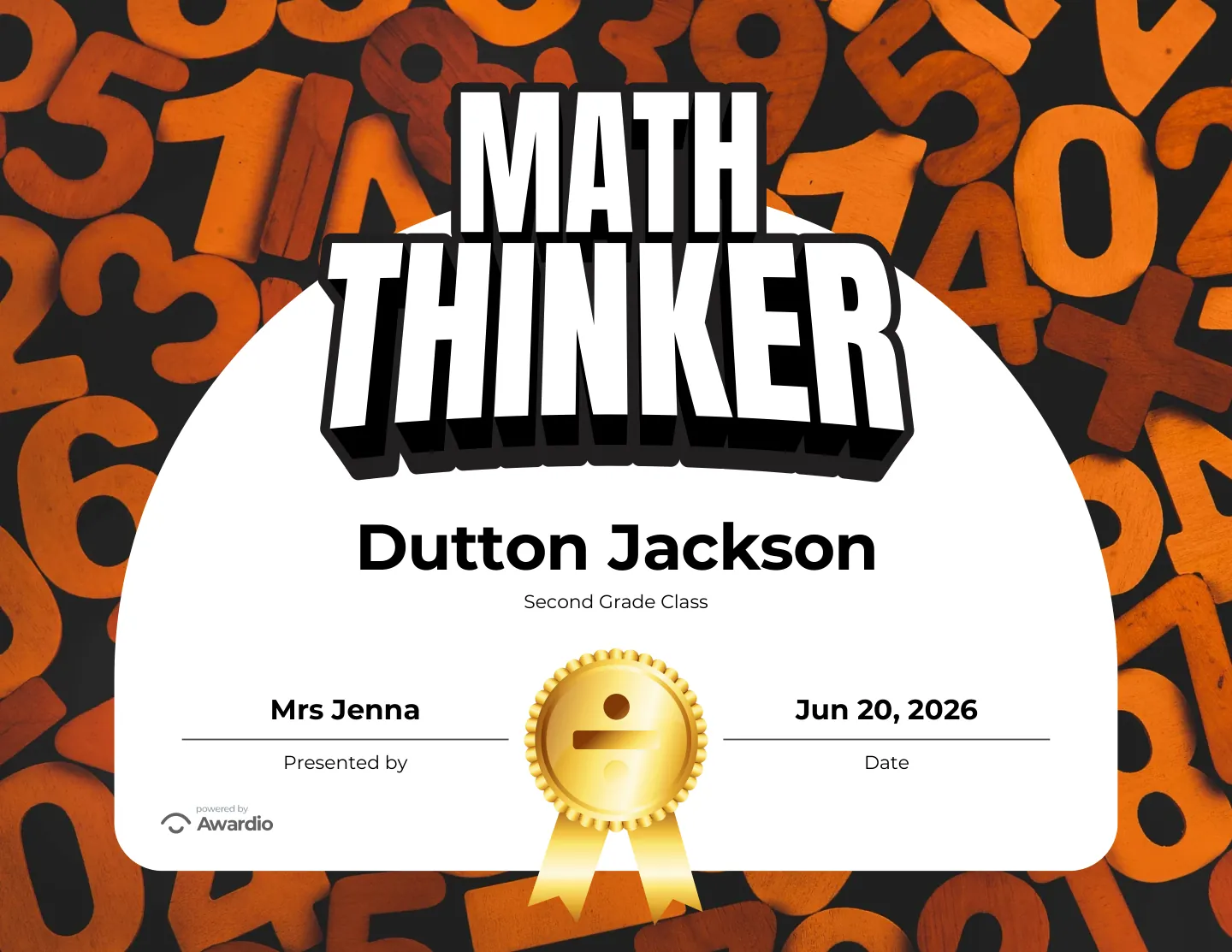 Math certificate for the classroom