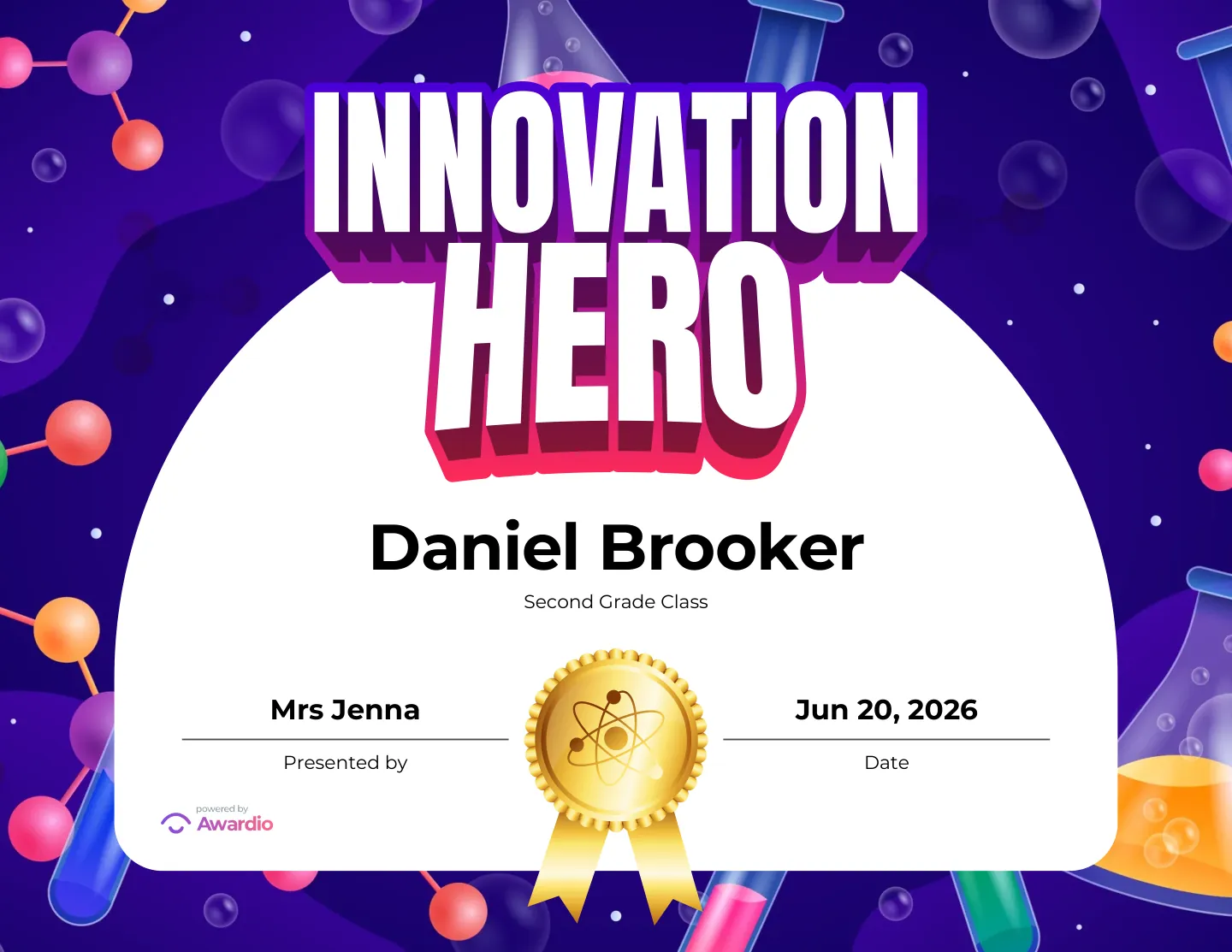 Printable Science award for kids