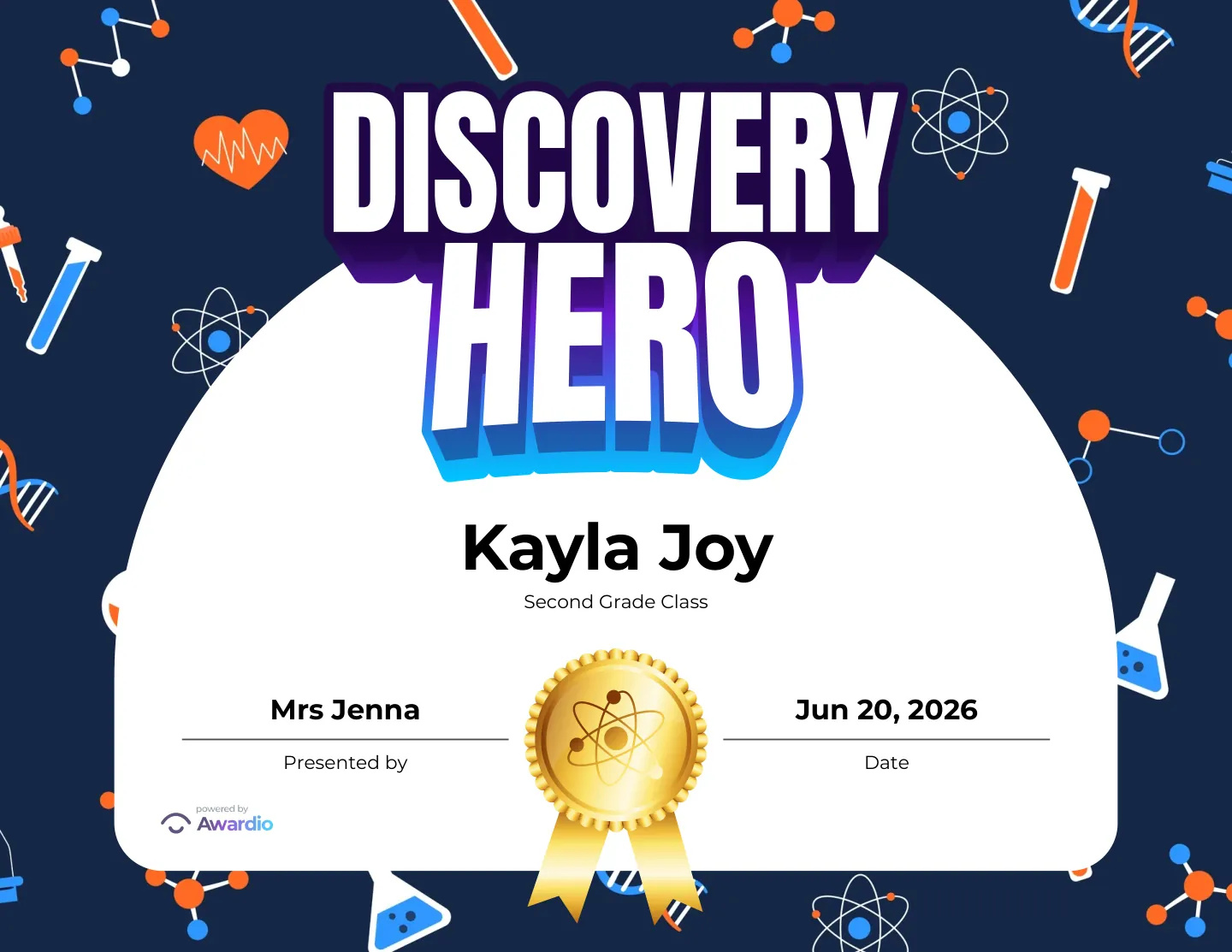 Customizable Science certificate for students
