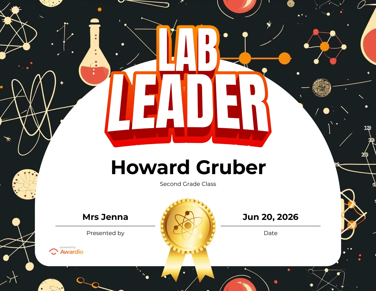 Science certificate for the classroom