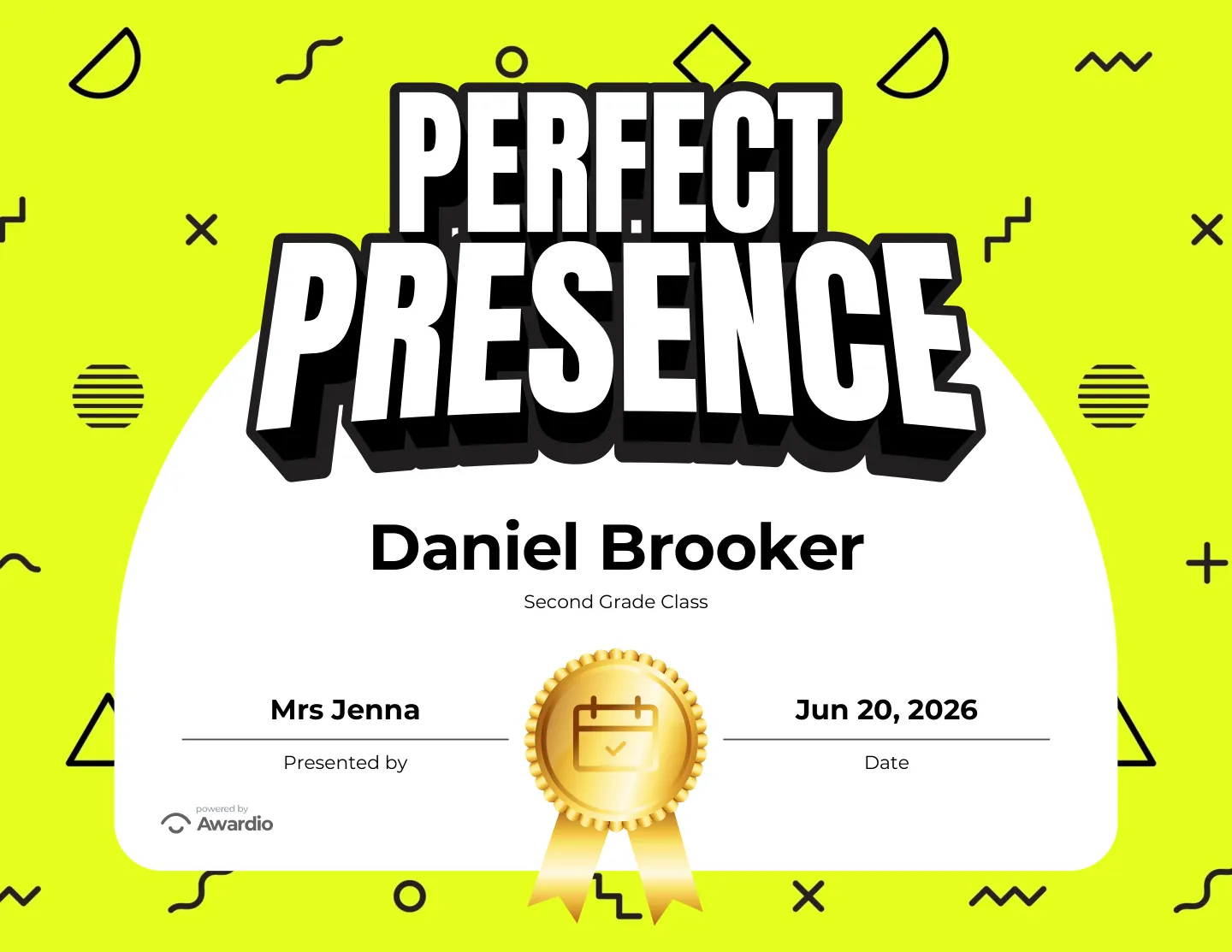 Printable Achievement award for kids