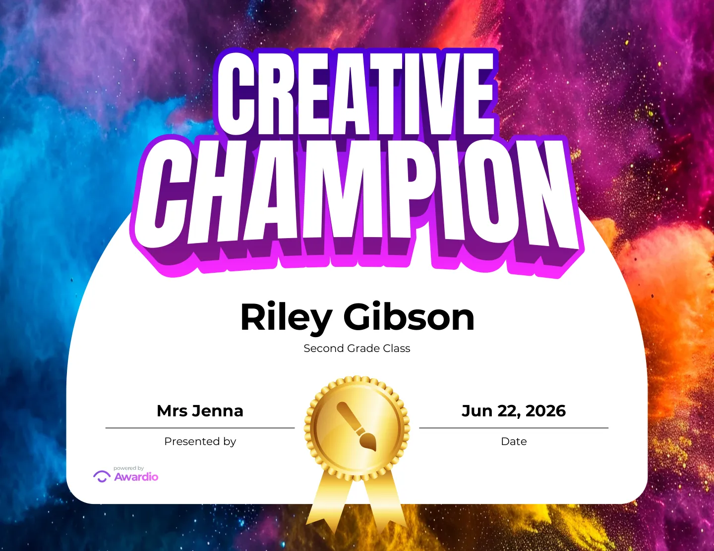 Personalized Arts and Crafts student certificate