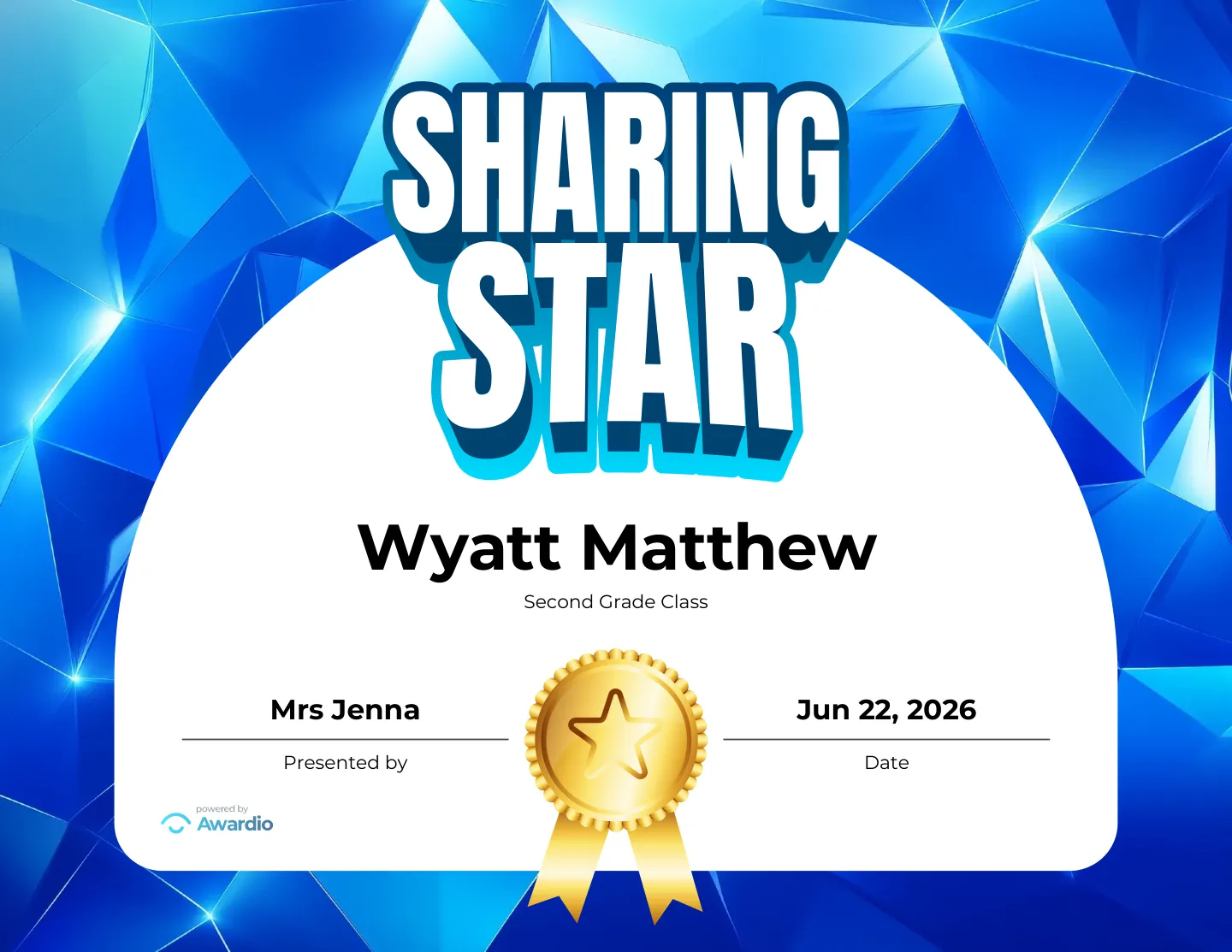 Behavior award certificate template