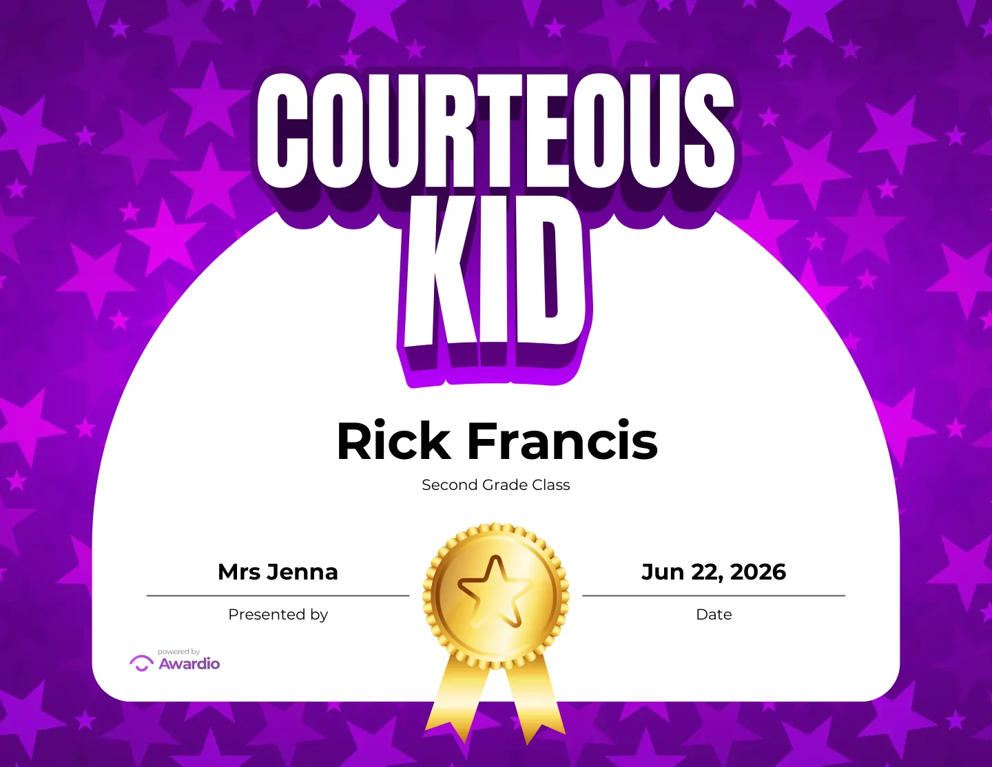 Behavior certificate you can print or send