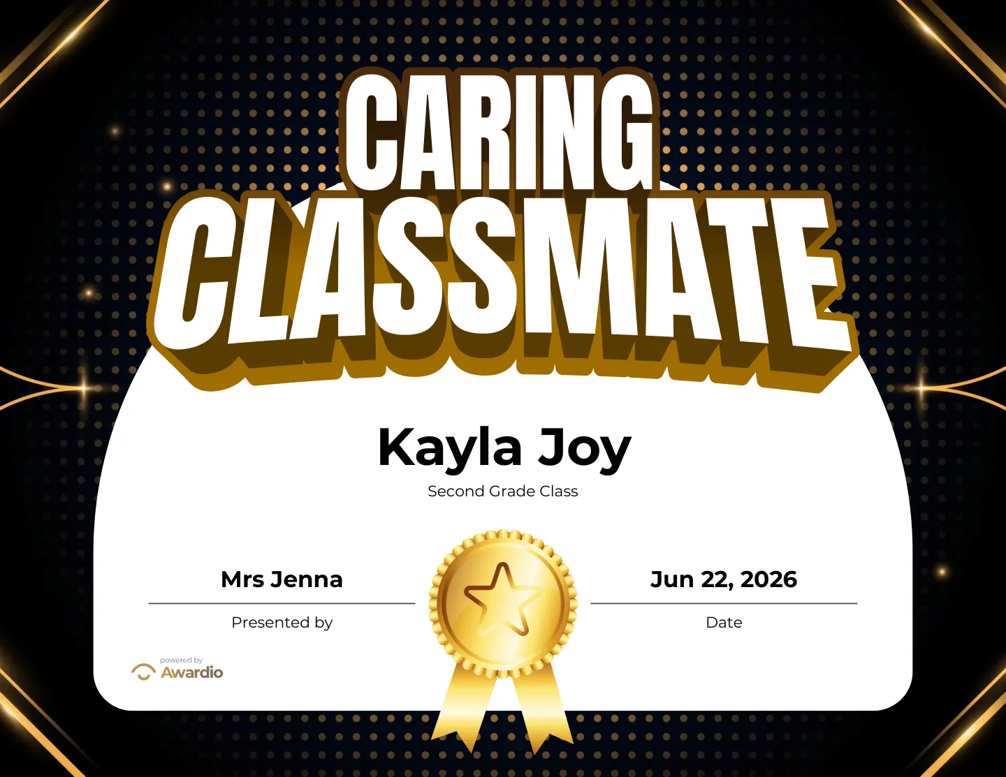 Customizable Behavior certificate for students