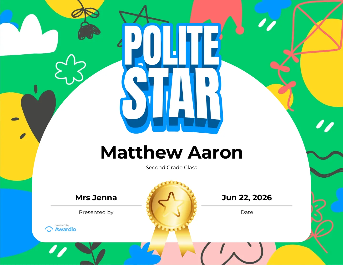 Digital Behavior award certificate example