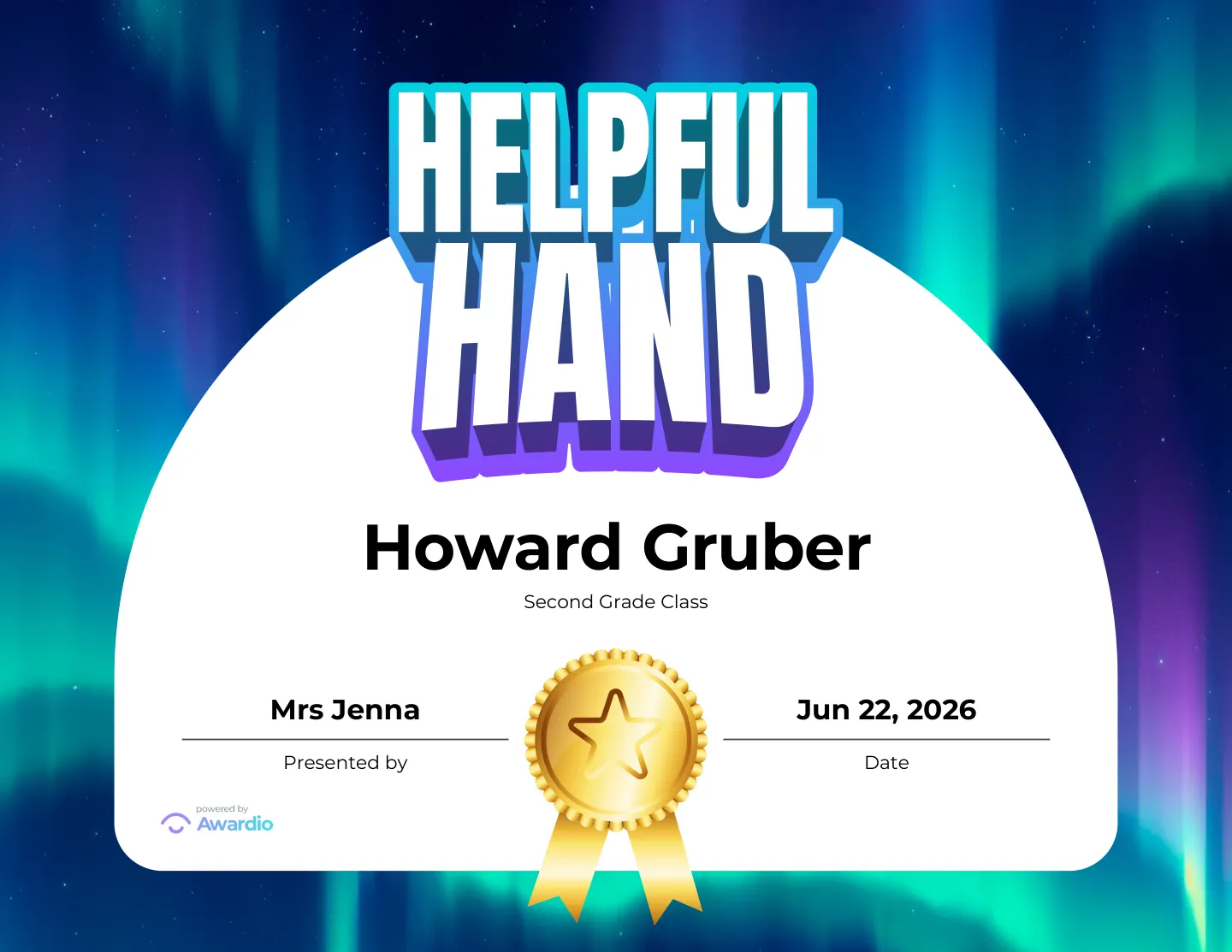 Behavior certificate for the classroom