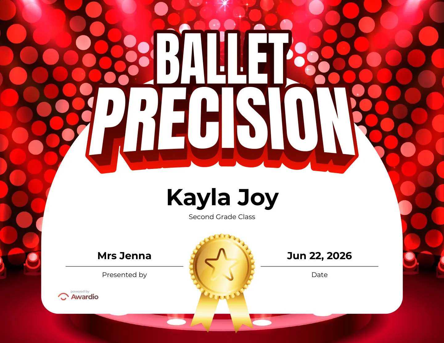 Customizable Dance certificate for students