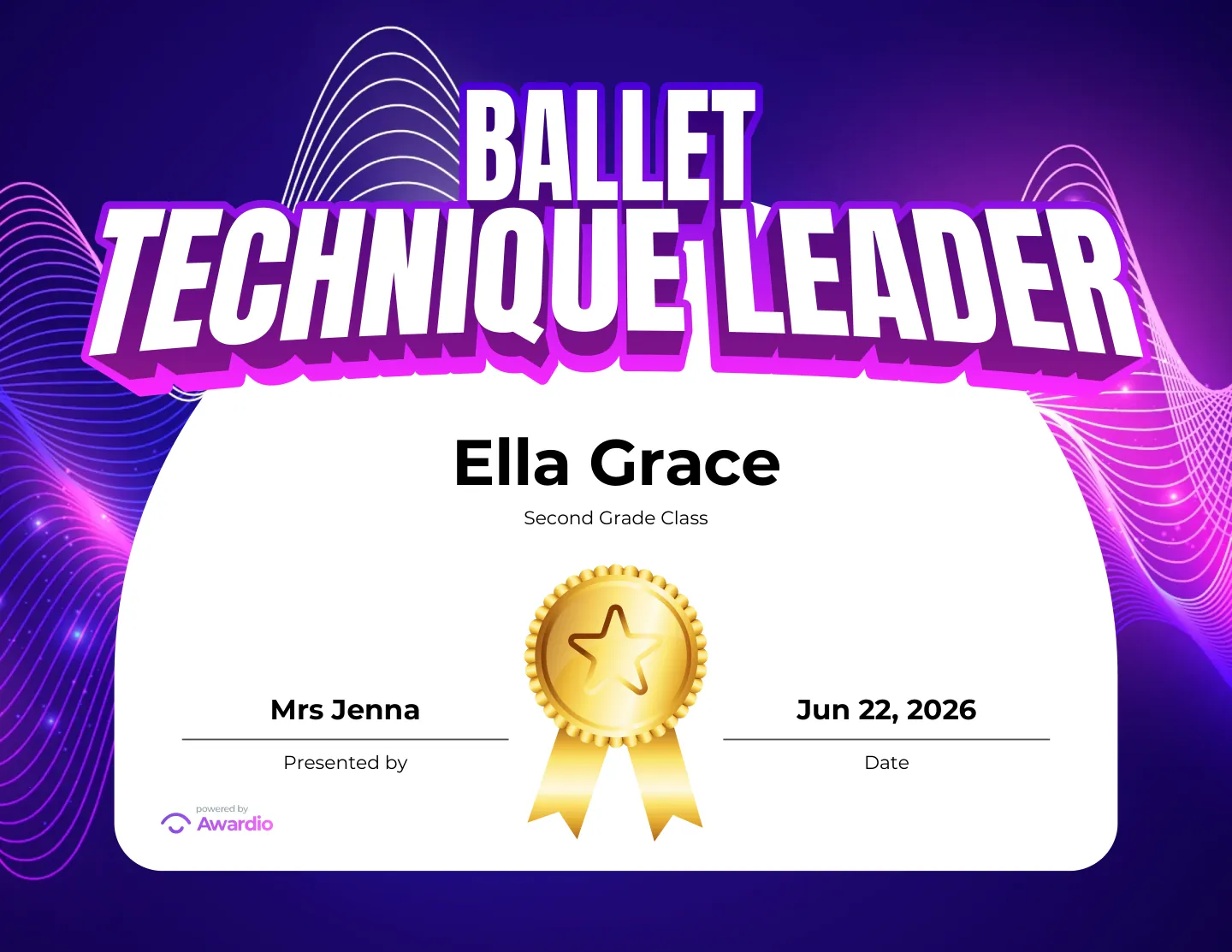 Dance recognition award template