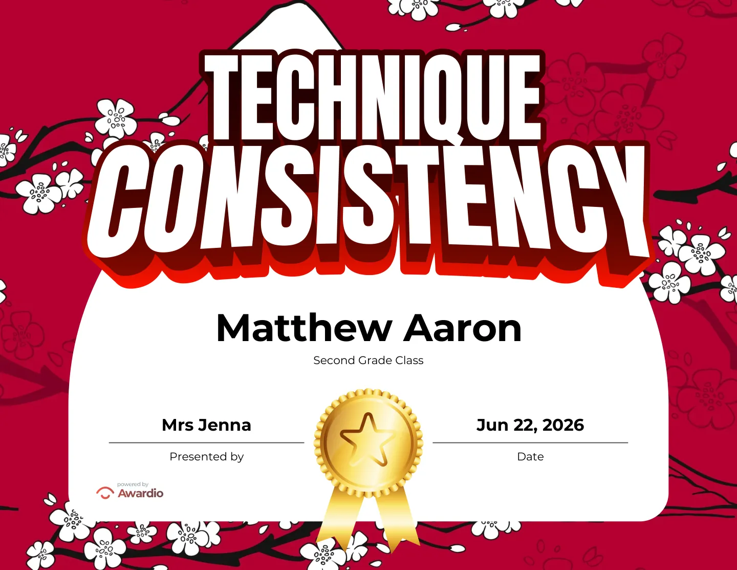Digital Martial Arts award certificate example