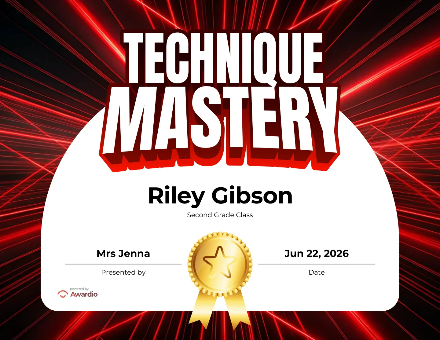 Personalized Martial Arts student certificate