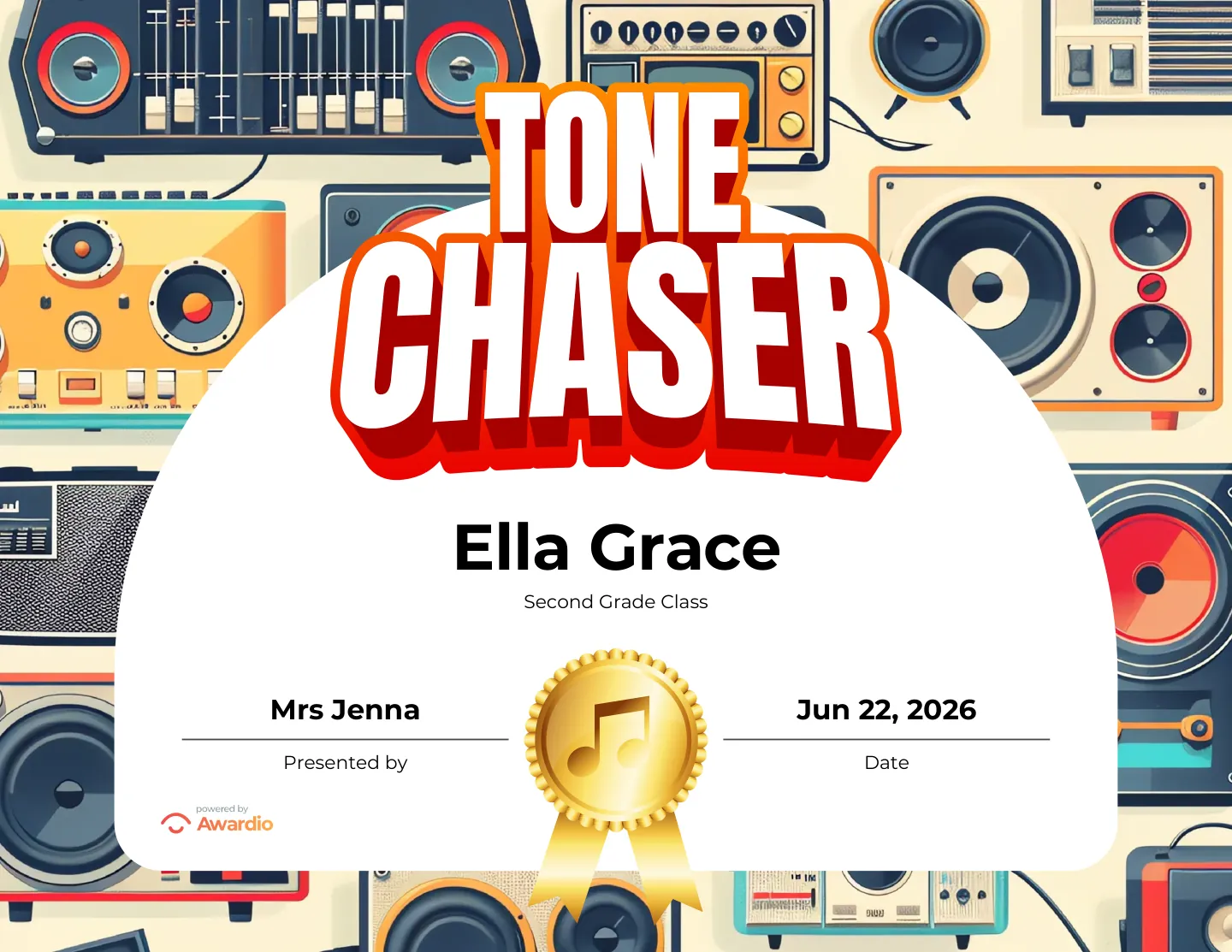 Electric Guitar recognition award template