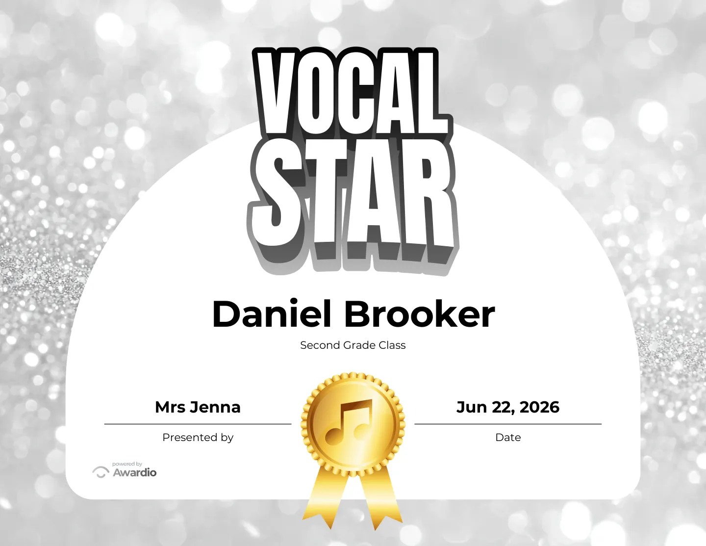 Printable Singing award for kids