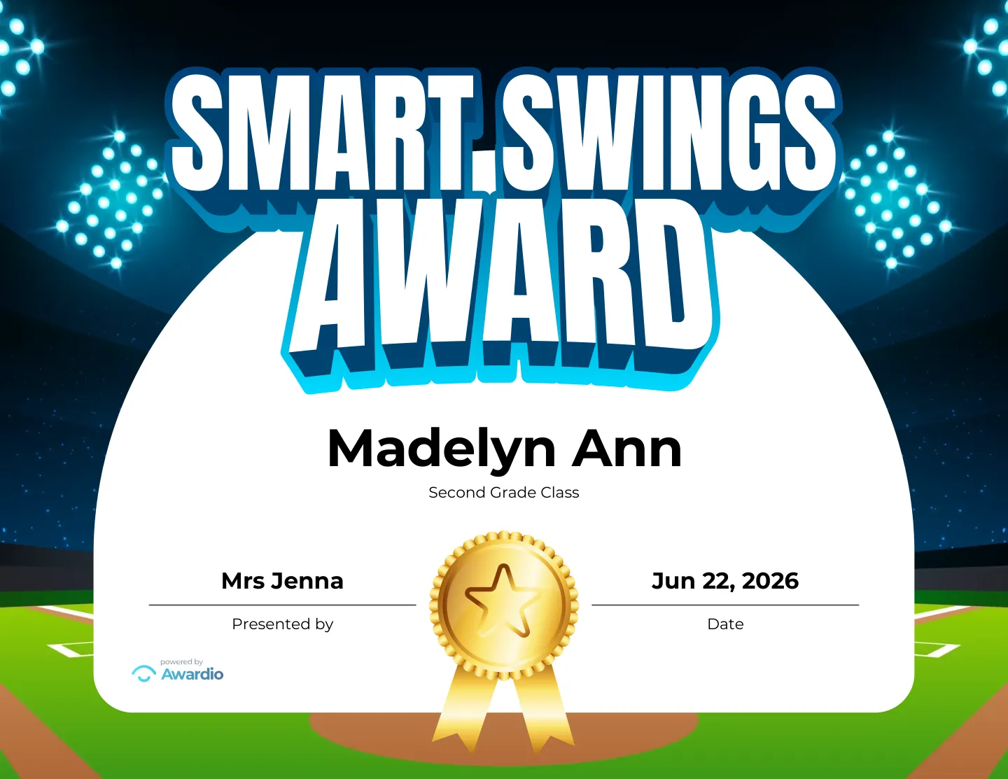Editable Baseball award certificate