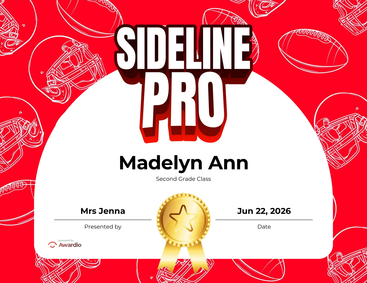 Editable Football award certificate