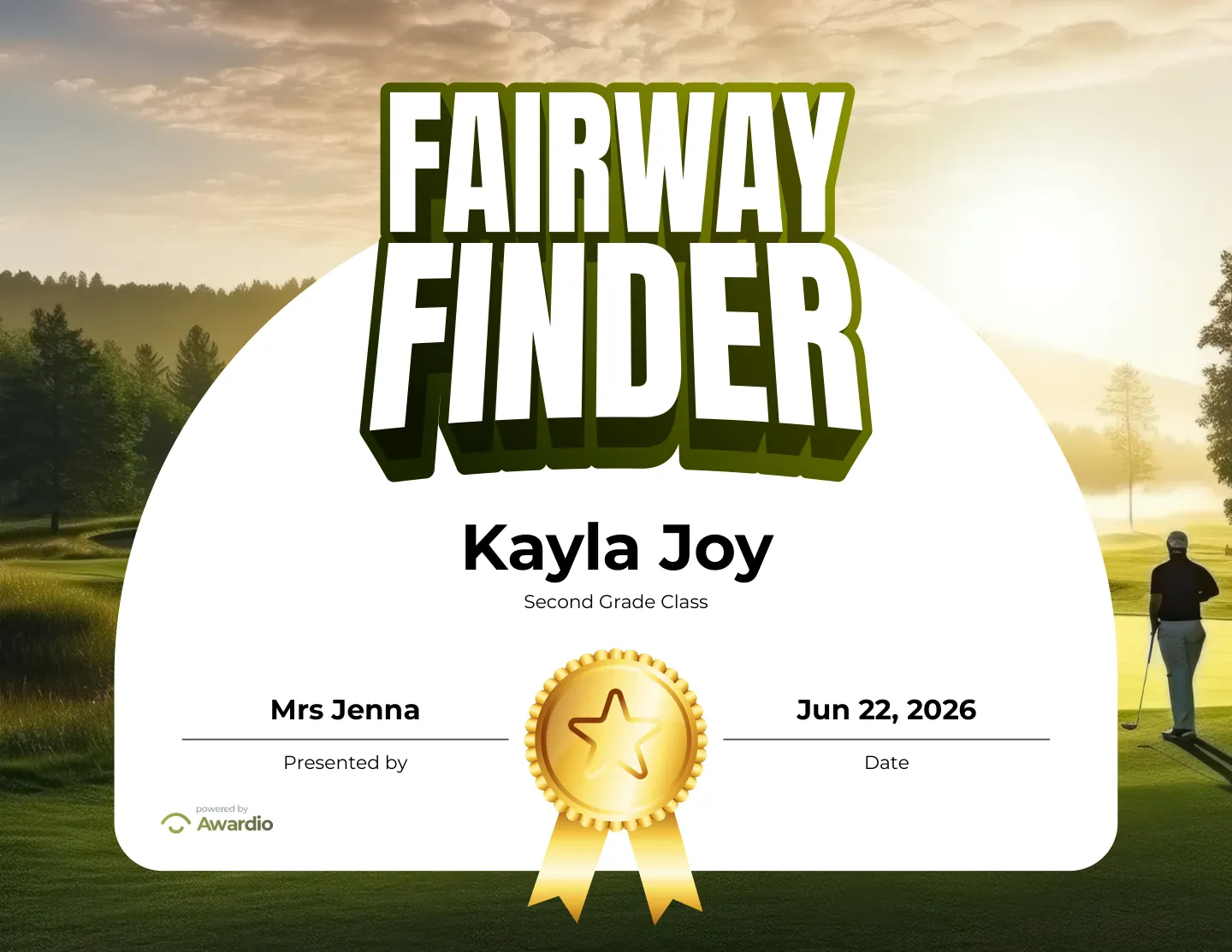 Customizable Golf certificate for students