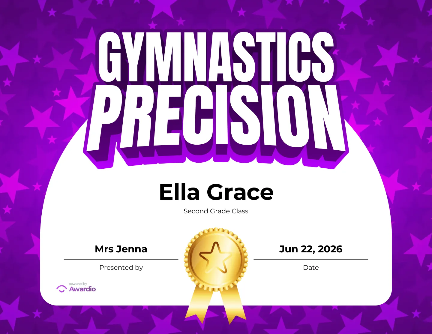 Gymnastics recognition award template