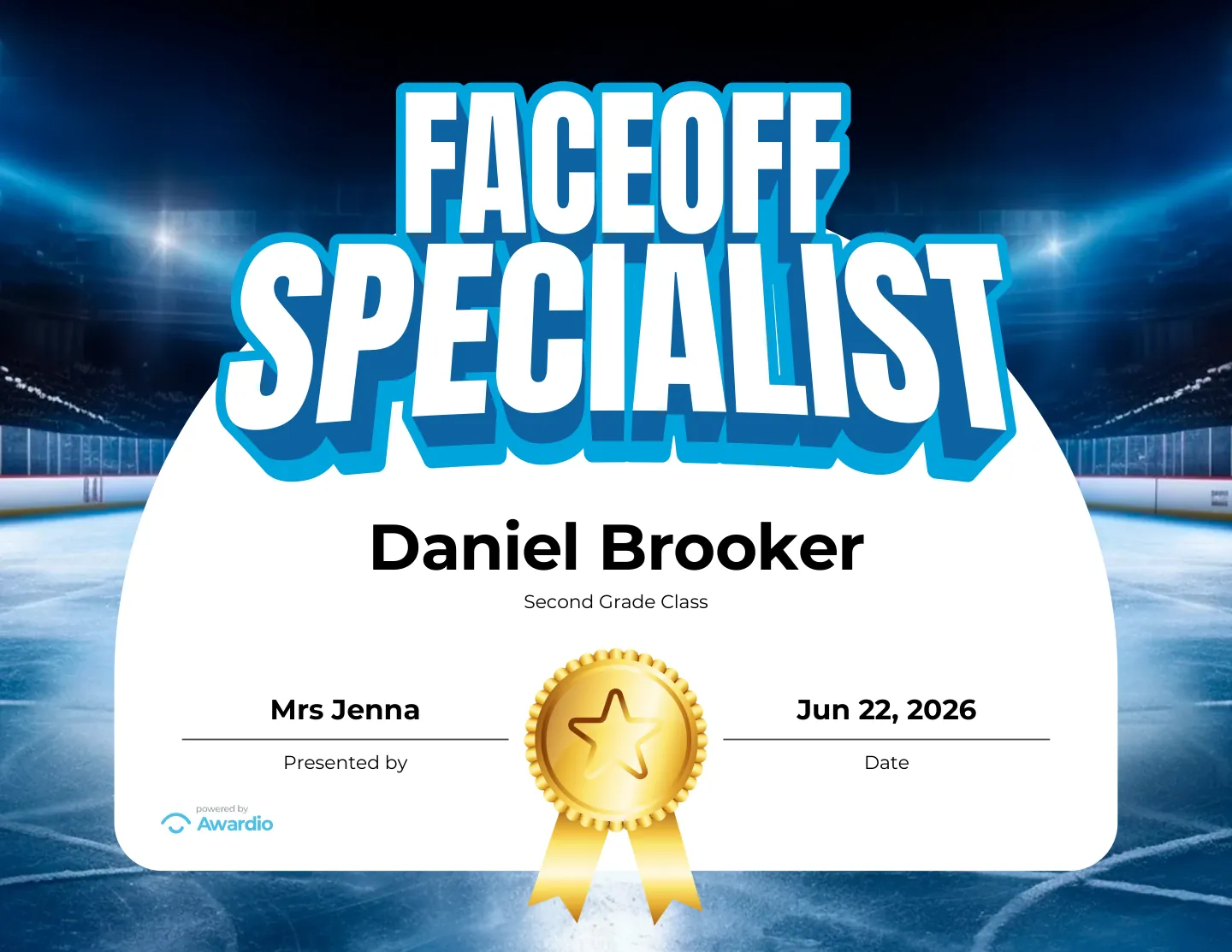 Printable Hockey award for kids