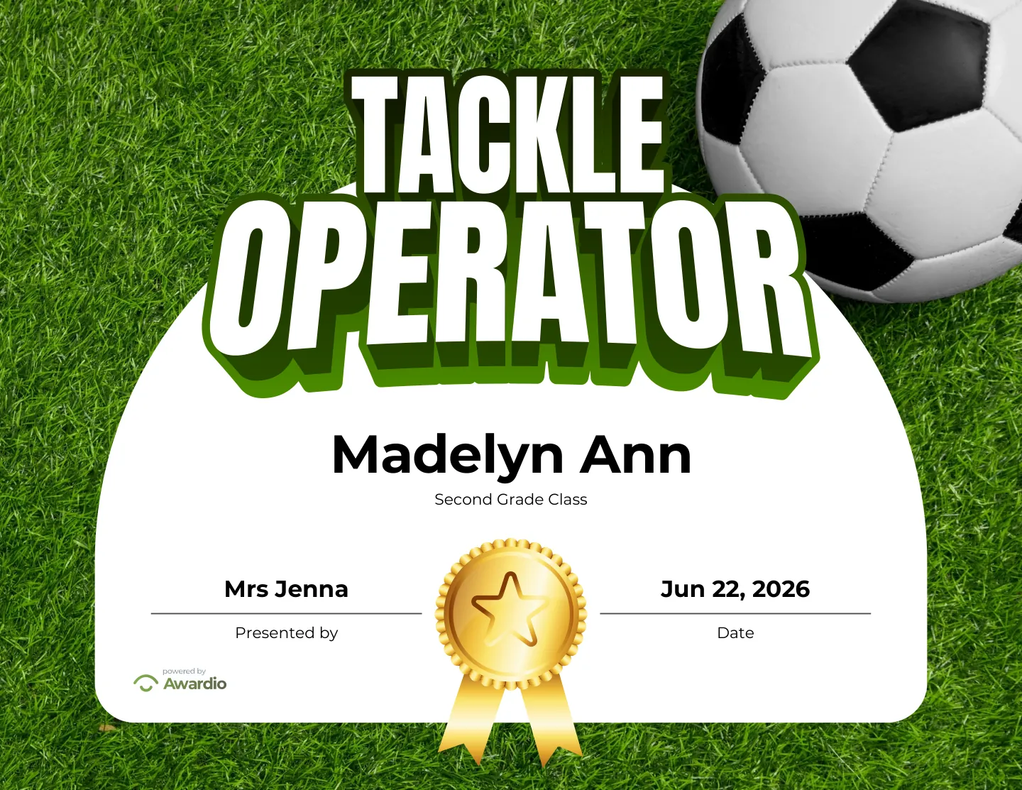 Editable Soccer award certificate
