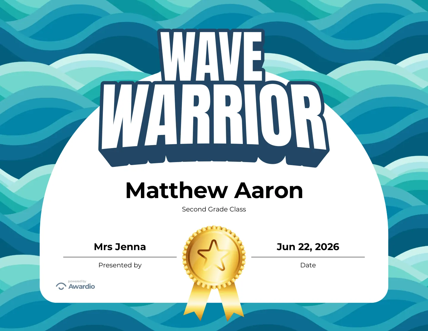 Digital Surf award certificate example