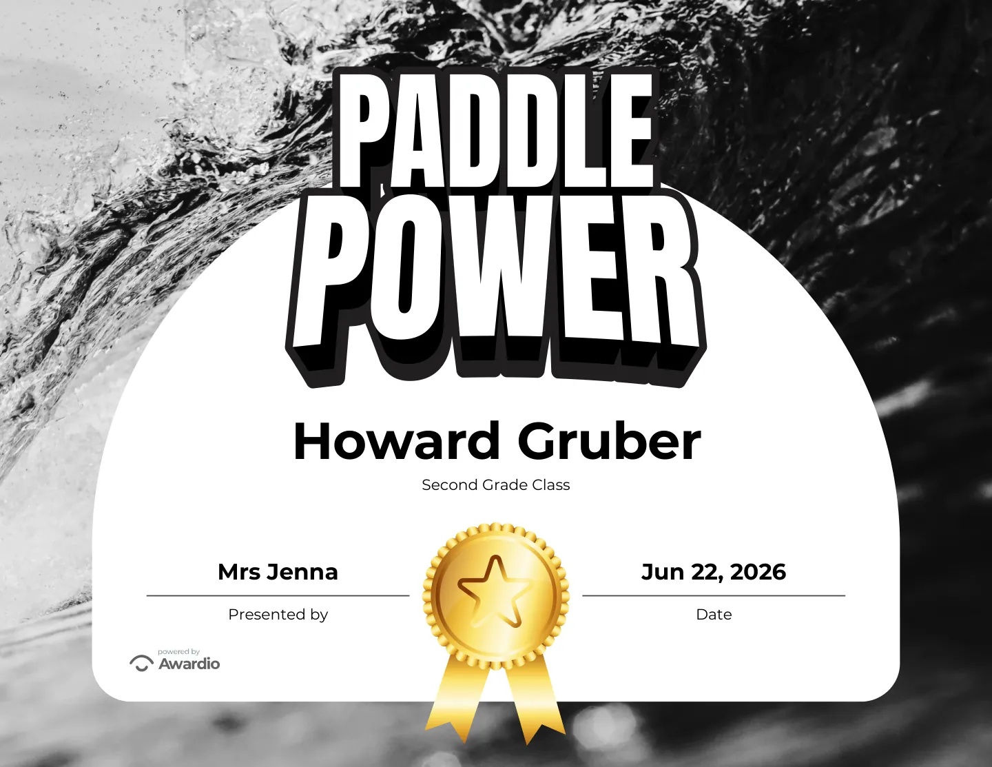 Surf certificate for the classroom