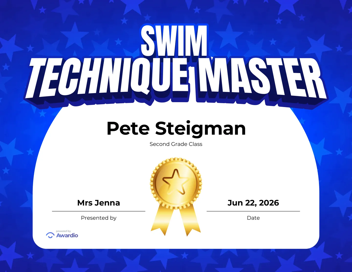 Swim award template for teachers